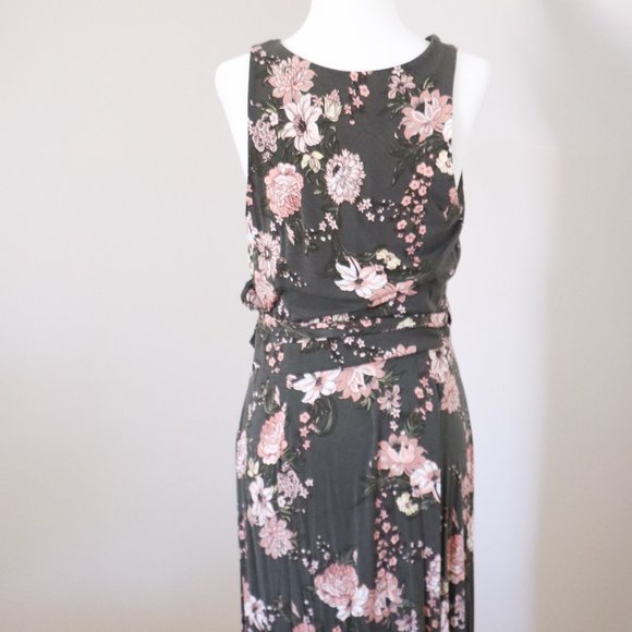 LOFT Green Pink Floral Wrap Dress XS - Picture 6 of 6